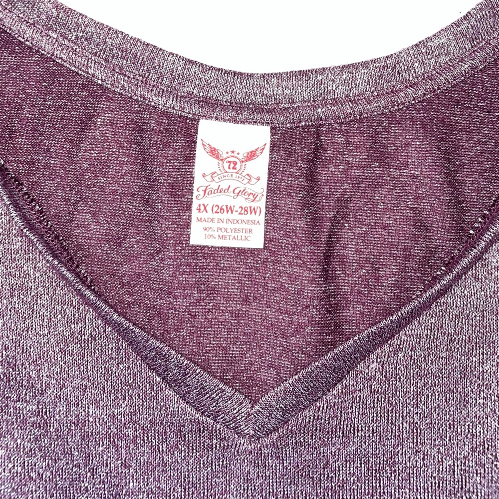 Purple Glitter Long Sleeve Plus Size Blouse - Picture 6 of 6